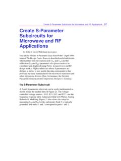 Create S-Parameter Subcircuits for Microwave and …