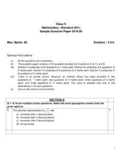 Class X Mathematics –Standard (041) Sample Question Paper ...