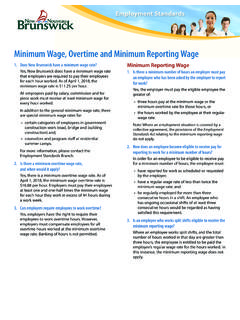 Minimum Wage, Overtime and Minimum …