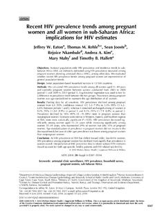 Recent HIV prevalence trends among pregnant women and …