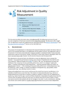 Risk Adjustment in Quality Measurement - CMS
