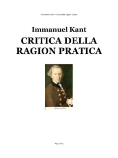Immanuel Kant CRITICA DELLA RAGION PRATICA