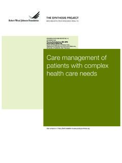 Care management of patients with complex health care needs