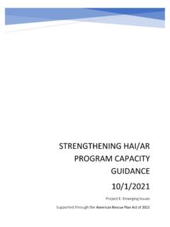 STRENGTHENING HAI/AR PROGRAM CAPACITY GUIDANCE …
