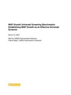 MAP Growth Universal Screening Benchmarks: Establishing …