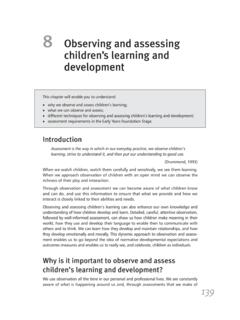 Observing and assessing children’s learning and development