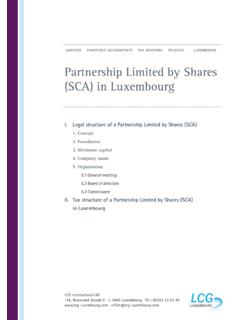 Partnership Limited by Shares (SCA) in Luxembourg ...