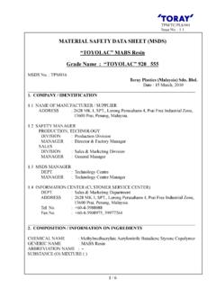 MATERIAL SAFETY DATA SHEET (MSDS) “TOYOLAC” MABS …