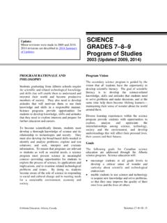 SCIENCE GRADES 7–8–9 of Updates Program of Studies