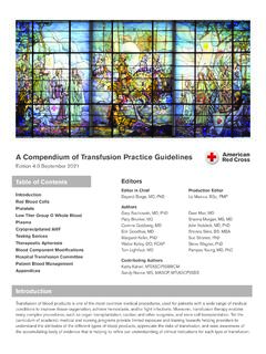 A Compendium of Transfusion Practice Guidelines