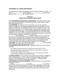 AGREEMENT OF LIMITED PARTNERSHIP - LegalForms.org