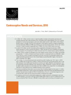 Contraceptive Needs and Services, 2010 - …