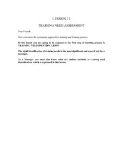 TRAINING NEED ASSESSMENT - Management Training …