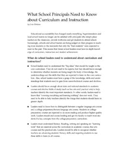 What School Principals Need to Know about Curriculum and ...