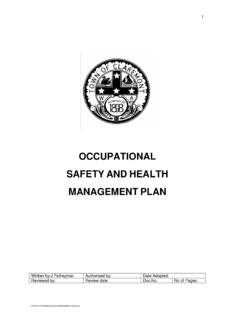 OCCUPATIONAL SAFETY AND HEALTH MANAGEMENT PLAN