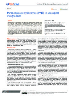 Paraneoplastic Syndromes (PNS) in Urological …
