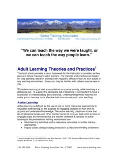 Adult Learning Theories and Practices