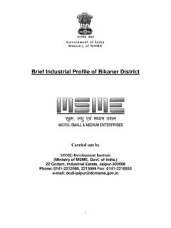Brief Industrial Profile of Bikaner District - DCMSME