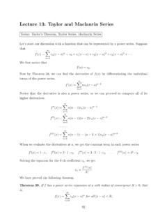 Lecture 13: Taylor and Maclaurin Series - NU Math Sites