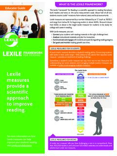 Lexile Educator Guide - The Lexile Framework for Reading