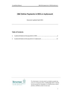 C&amp;E Online Payments in ROS or myAccount - Revenue