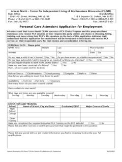 Personal Care Attendant Application for Employment