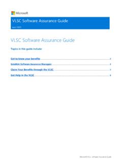 VLSC Software Assurance Guide Contents