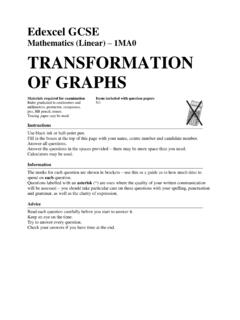 Mathematics (Linear) 1MA0 TRANSFORMATION OF GRAPHS