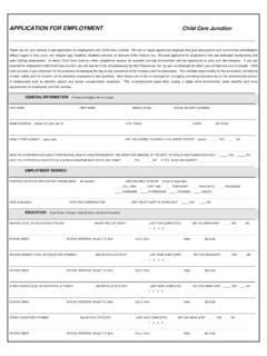 APPLICATION FOR EMPLOYMENT Child Care Junction