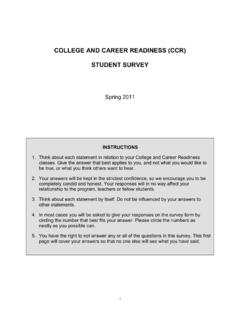 COLLEGE AND CAREER READINESS (CCR) STUDENT SURVEY - …