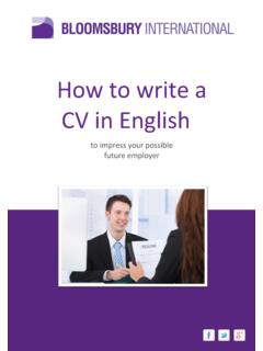 How to write a CV in English - Bloomsbury International