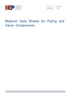 Material Data Sheets for Piping and Valve Components
