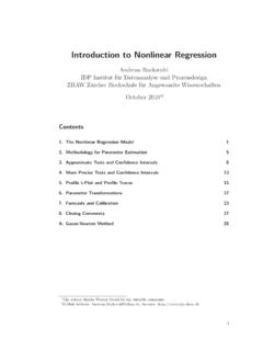 Introduction to Nonlinear Regression - ETH Z