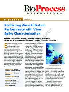 Predicting Virus Filtration Performance with Virus Spike ...