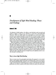 Development of Sight Word Reading: Phases and Findings