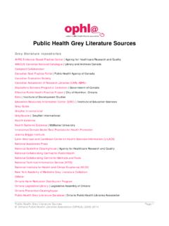 Public Health Grey Literature Sources - OPHLA
