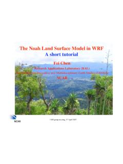 The Noah Land Surface Model in WRF A short tutorial