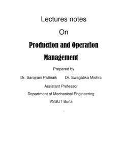 Lectures notes On Production and Operation Management
