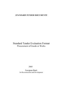 Standard Tender Evaluation Format