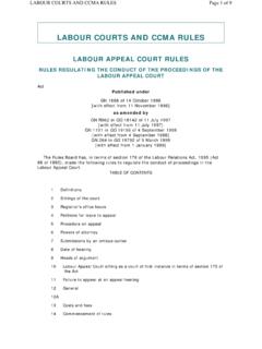 LABOUR COURTS AND CCMA RULES - Justice Home