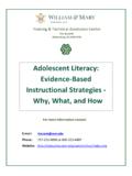 Adolescent Literacy: Evidence-Based Instructional ...