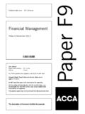 Paper F9 - Association of Chartered Certified Accountants