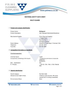 MATERIAL SAFETY DATA SHEET MULTI GUARD