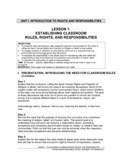 LESSON 1: ESTABLISHING CLASSROOM RULES, RIGHTS, …