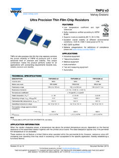Ultra Precision Thin Film Chip Resistors - Vishay