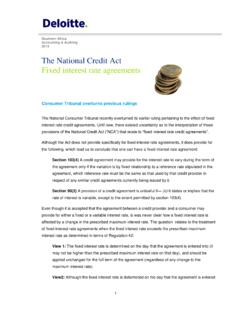 The National Credit Act Fixed interest rate agreements