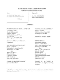 IN THE UNITED STATES BANKRUPTCY COURT FOR THE …
