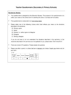 Teacher Questionnaire (Secondary &amp; Primary Schools)