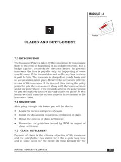 CLAIMS AND SETTLEMENT