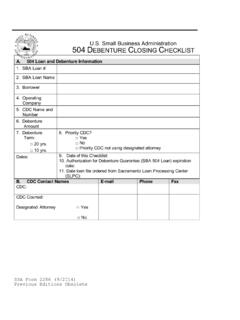 A. 504 Loan and Debenture Information